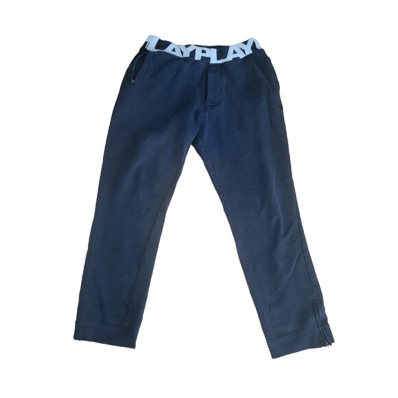 Play Cloths Joggers Black & White Logo Drawstring Zip Leg - Picture 1 of 9